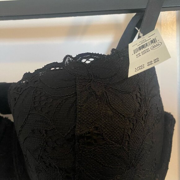 AERIE BALCONETTE BRA BLACK 32 DDD - Picture 2 of 2
